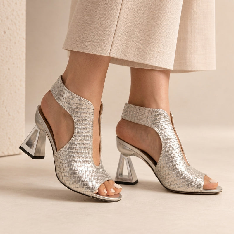 Shelby Woven Block Heel Sandals