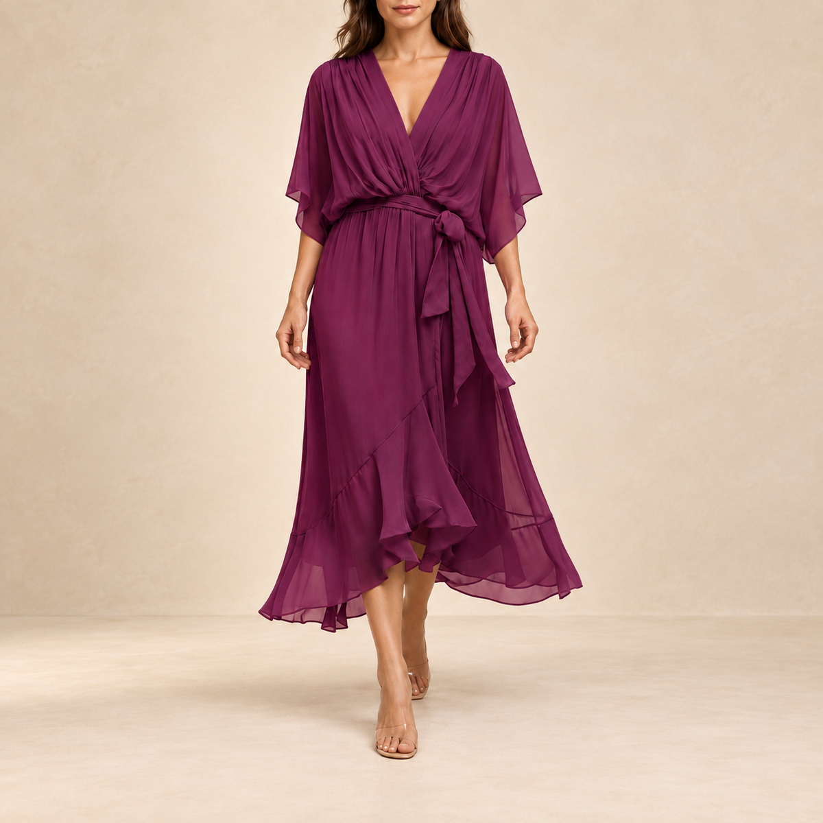 Mildred Chiffon V-Neck Dress