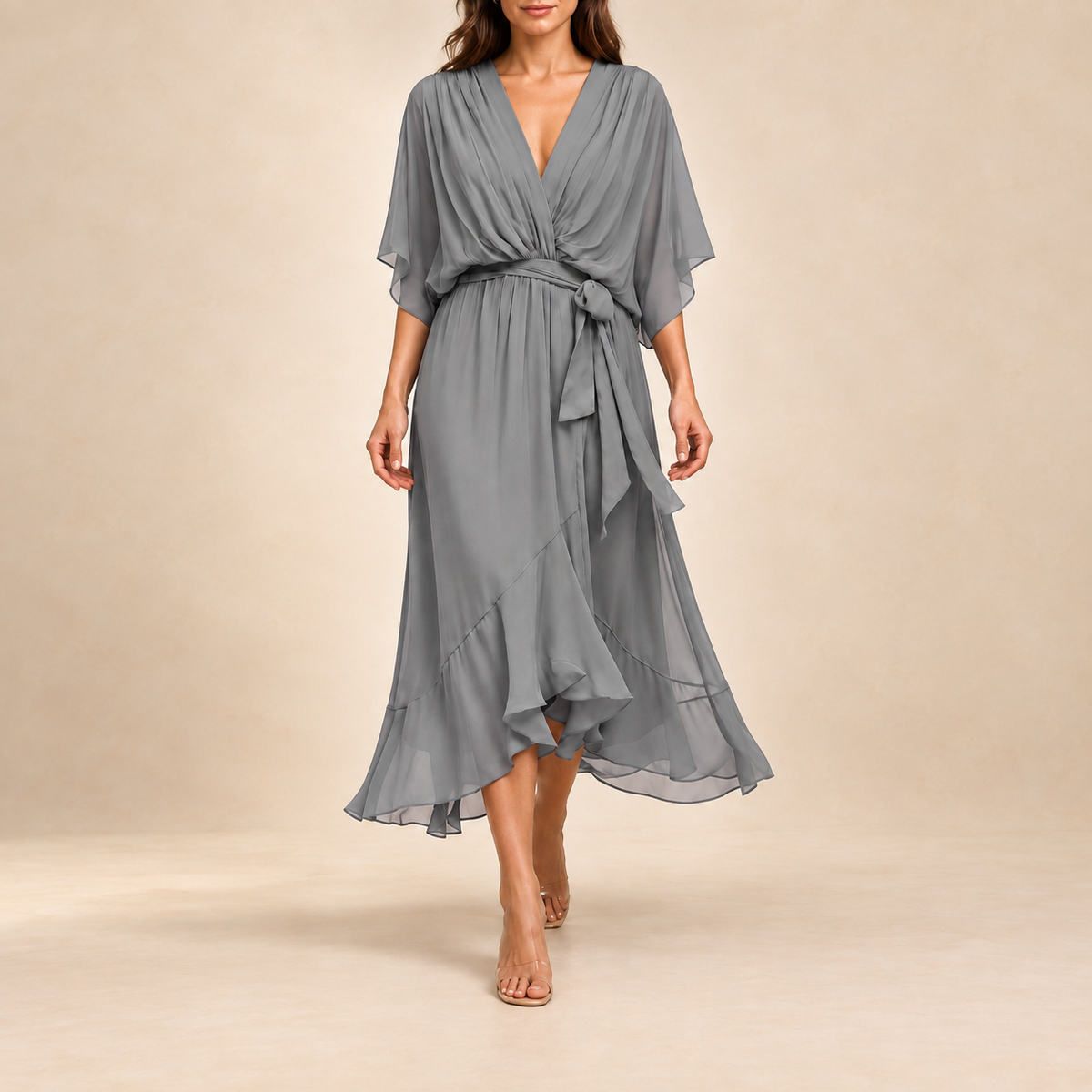 Mildred Chiffon V-Neck Dress