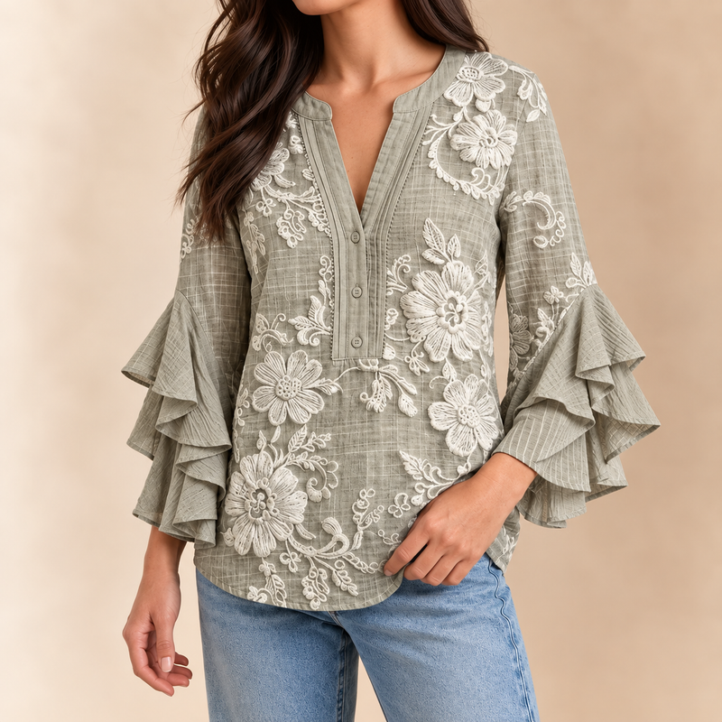 Rosalie Ruffle Sleeve Blouse